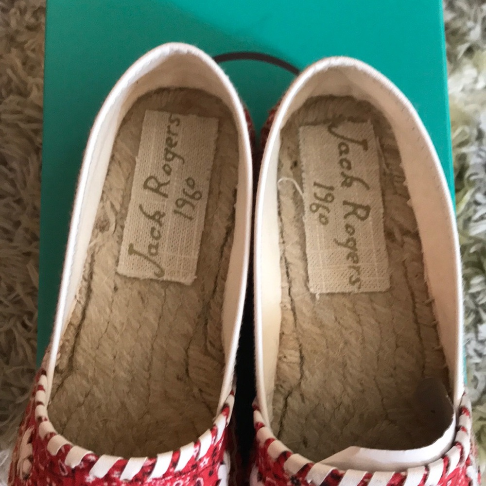 ๐Jack Rogers Espadrilles Red Bandana Print Size 7 - Picture 4 of 9